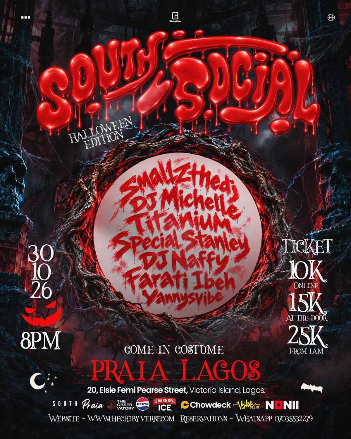 South Social flyer — Friday 9 October 2026 at Praia Lagos